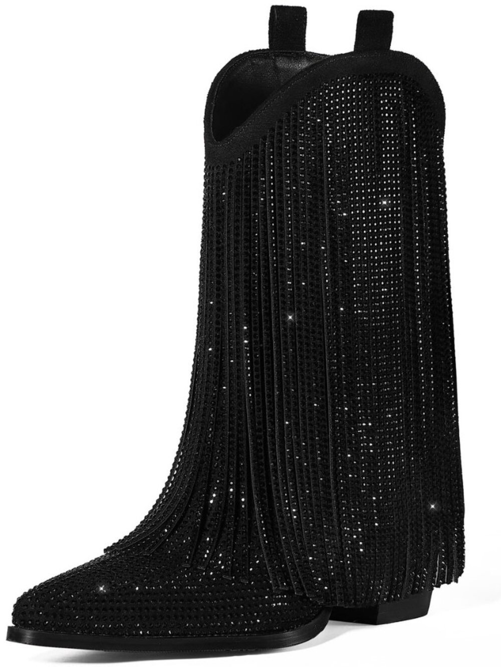Cowboy Boots for Women - Cowgirl Western Rhinestone Sparkly Fringe Chunky Heel